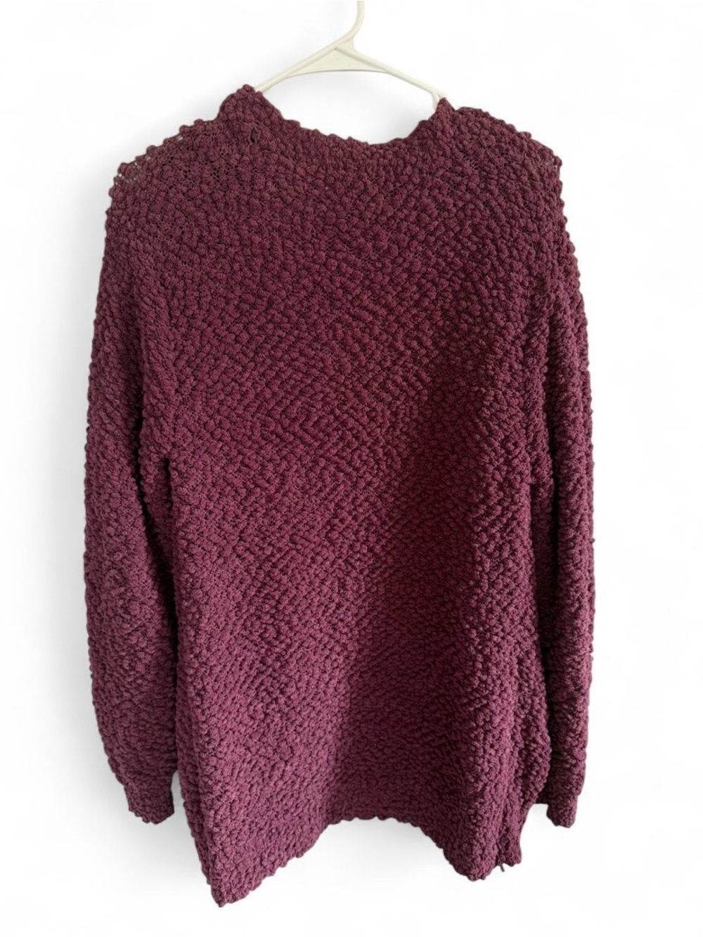 Zenana Outfitters Plush Open-Front Cardigan Sweater - Plum - Picture 2 of 4